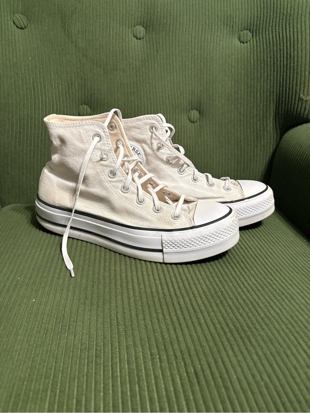Platform Converse Women's High-Top Canvas Sneakers in Off-White